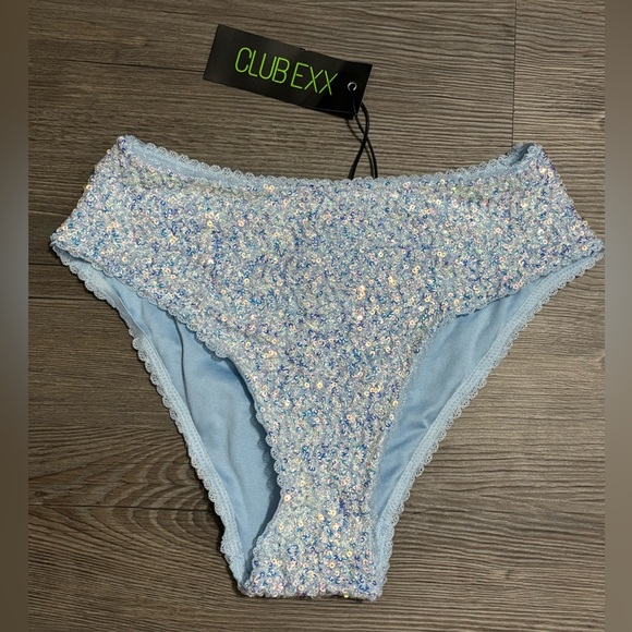 Dolls Kill Pants - NWT Dolls Kill / Club Exx Blue Sequin Rave Bottoms